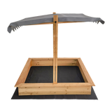 Kids Wooden Toy Sandpit with Adjustable Canopy
