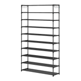 10-Tier Metal Shoe Rack Black – Large 50-Pair Shoe Storage Organiser Shelf
