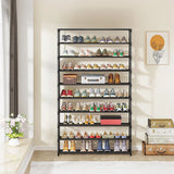 10-Tier Metal Shoe Rack Black – Large 50-Pair Shoe Storage Organiser Shelf