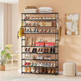 10-Tier Metal Shoe Rack Black – Large 50-Pair Shoe Storage Organiser Shelf