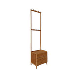 42x165cm Dark Wood Wooden Hall Stand Floor Coat Rack with Drawer Modern Minimalist