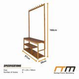 97x168cm Hallway Bench Coat Rack Stand Multifunctional Hall Shelf Entryway