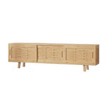 150cm Bamboo TV Cabinet Entertainment Unit with 3 Sliding Doors TV Stand Storage