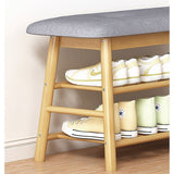 Bamboo Shoe Storage Bench Entryway Shoe Rack Cabinet with Cushion Seat & Hidden Storage