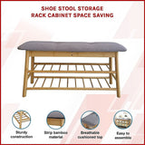 Bamboo Shoe Storage Bench Entryway Shoe Rack Cabinet with Cushion Seat & Hidden Storage