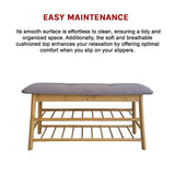 Bamboo Shoe Storage Bench Entryway Shoe Rack Cabinet with Cushion Seat & Hidden Storage