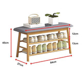 Bamboo Shoe Storage Bench Entryway Shoe Rack Cabinet with Cushion Seat & Hidden Storage