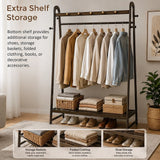 Dark Wood 160x100cm Clothes Rack Slim Stylish Space Saving