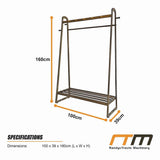 Dark Wood 160x100cm Clothes Rack Slim Stylish Space Saving