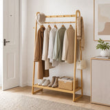 Wood 160x100cm Clothes Rack Slim Stylish Space Saving