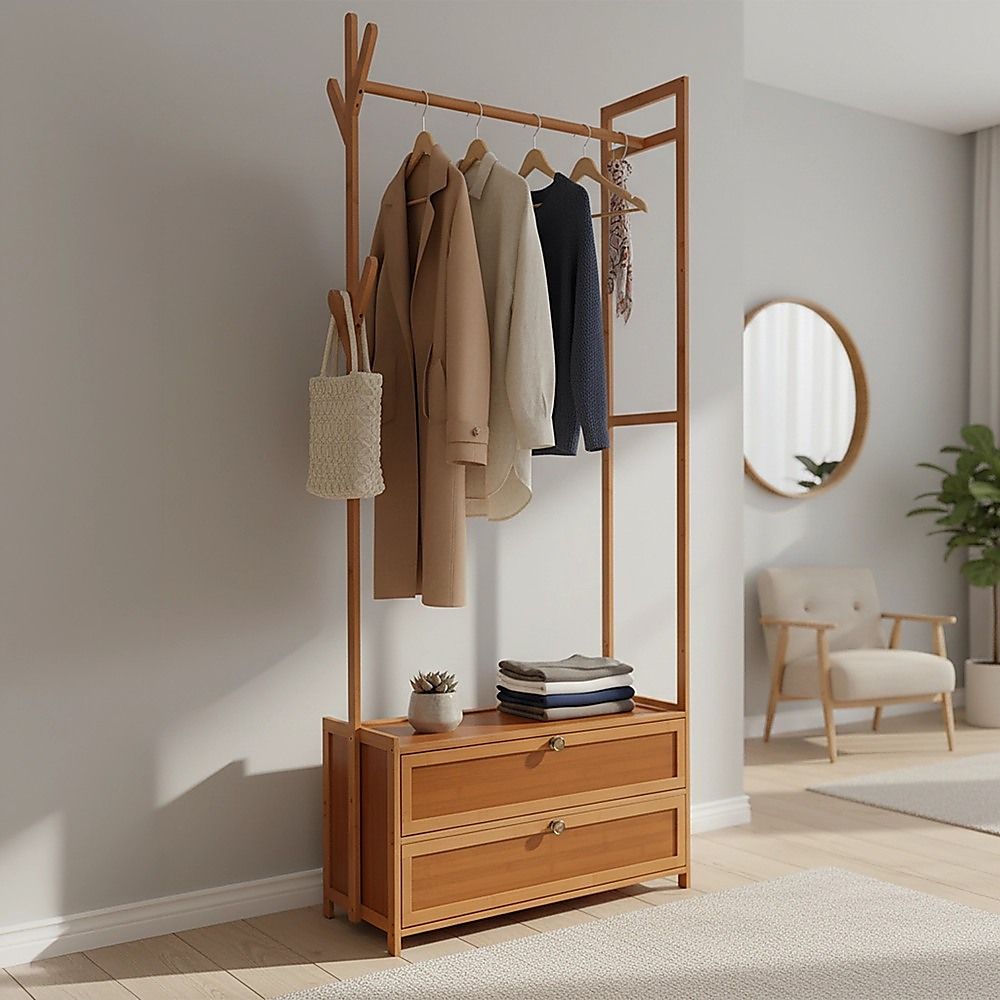 165x70cm Clothes Rack Stand Storage Shelves Modern Coat Tree