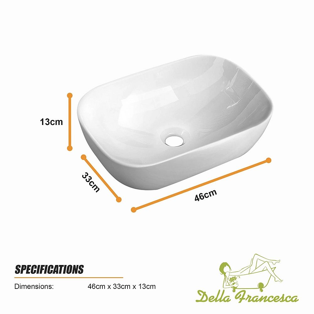 Ceramic Bathroom Basin Vanity Sink Oval Above Counter Top Mount Bowl