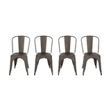4x Kitchen Dining Chairs Stackable Vintage Metal Chair Backrest Side Chair