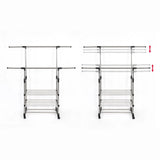 Heavy Duty Commercial Garment Rack Double Bar Rolling Collapsible Clothing Shelf