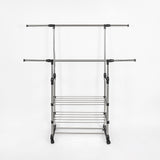 Heavy Duty Commercial Garment Rack Double Bar Rolling Collapsible Clothing Shelf
