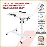 Laptop Desk Portable Mobile Computer Table Stand Adjustable Bed Study