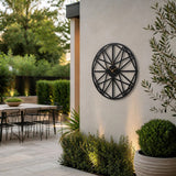 Large Metal Outdoor Wall Clock – Weather-Resistant for Garden and Home Decor