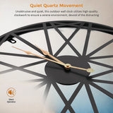 Large Metal Outdoor Wall Clock – Weather-Resistant for Garden and Home Decor