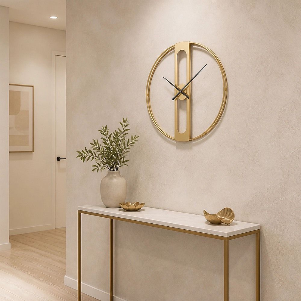 Gold Clover Metal Wall Clock