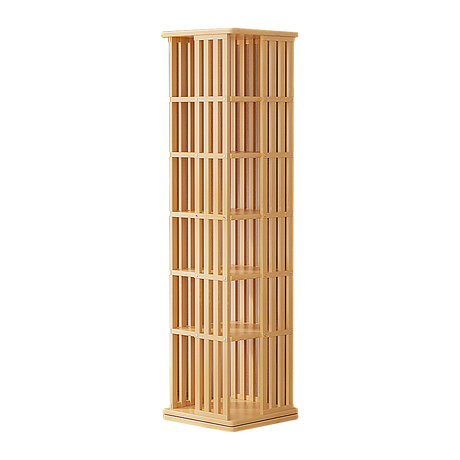 360 Rotating Bookshelf Bamboo Storage Display Rack Shelving in Wood