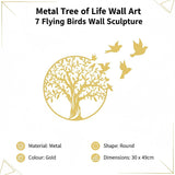 Metal Tree of Life Wall Art 7 Flying Birds Wall Sculpture