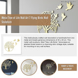Metal Tree of Life Wall Art 7 Flying Birds Wall Sculpture
