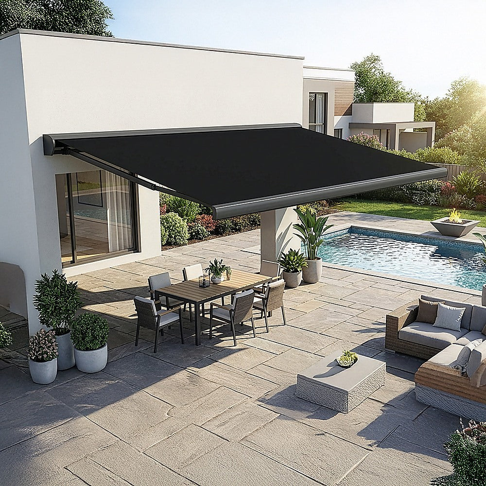 4.0m x 3.0m Retractable Folding Arm Awning Heavy Duty Full Cassette Motorised