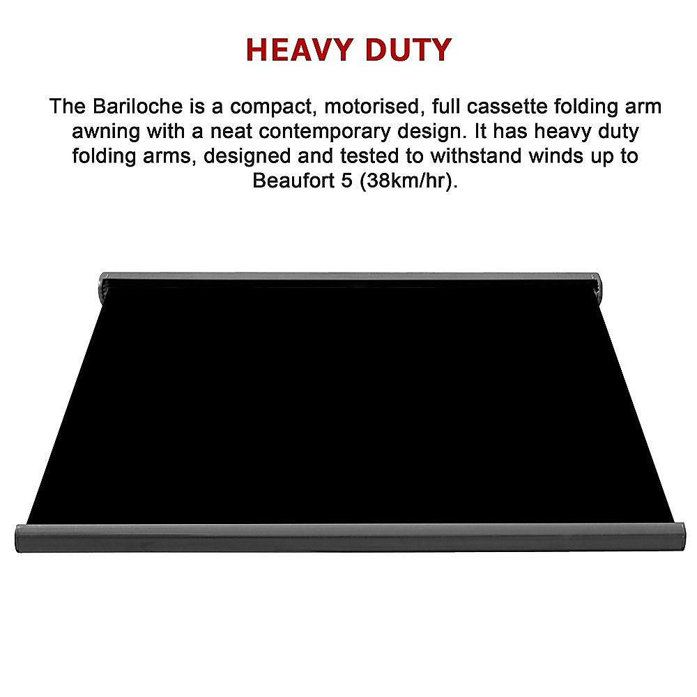 Motorised Retractable Awning – 5x3m Black Full Cassette Design