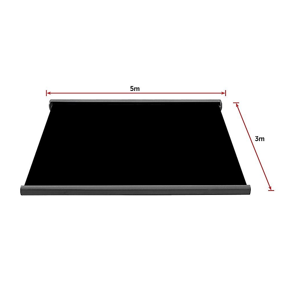 Motorised Retractable Awning – 5x3m Black Full Cassette Design
