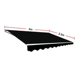 Outdoor Folding Arm Awning Retractable Sunshade Canopy Black 4.0m x 2.5m