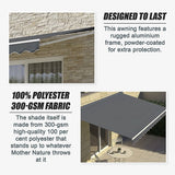 Outdoor Folding Arm Awning Retractable Sunshade Canopy Grey 4.0m x 3.0m
