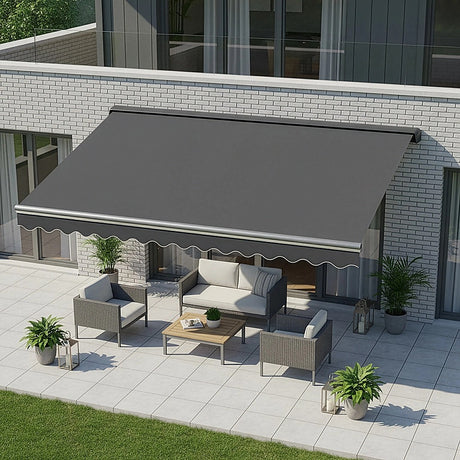 Motorised Outdoor Folding Arm Awning Retractable Sunshade Canopy Grey 3.0m x 2.5m