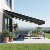 Motorised Outdoor Folding Arm Awning Retractable Sunshade Canopy Grey 3.0m x 2.5m