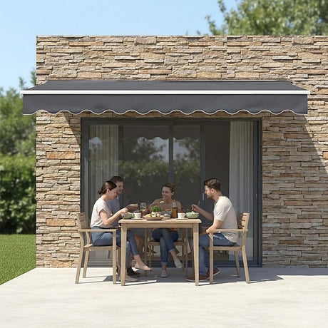 Motorised Retractable Awning – 4x2.5m Grey Outdoor Shade