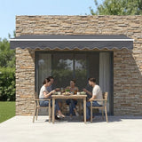 Motorised Outdoor Folding Arm Awning Retractable Sunshade Canopy Grey 4.0m x 2.5m