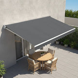 Motorised Outdoor Folding Arm Awning Retractable Sunshade Canopy Grey 4.0m x 2.5m