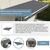 Motorised Outdoor Folding Arm Awning Retractable Sunshade Canopy Grey 4.0m x 2.5m