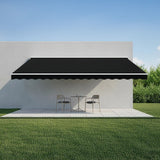 Motorised Outdoor Folding Arm Awning Retractable Sunshade Canopy Black 5.0m x 3.0m