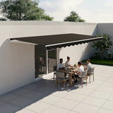 Motorised Outdoor Folding Arm Awning Retractable Sunshade Canopy Black 5.0m x 3.0m