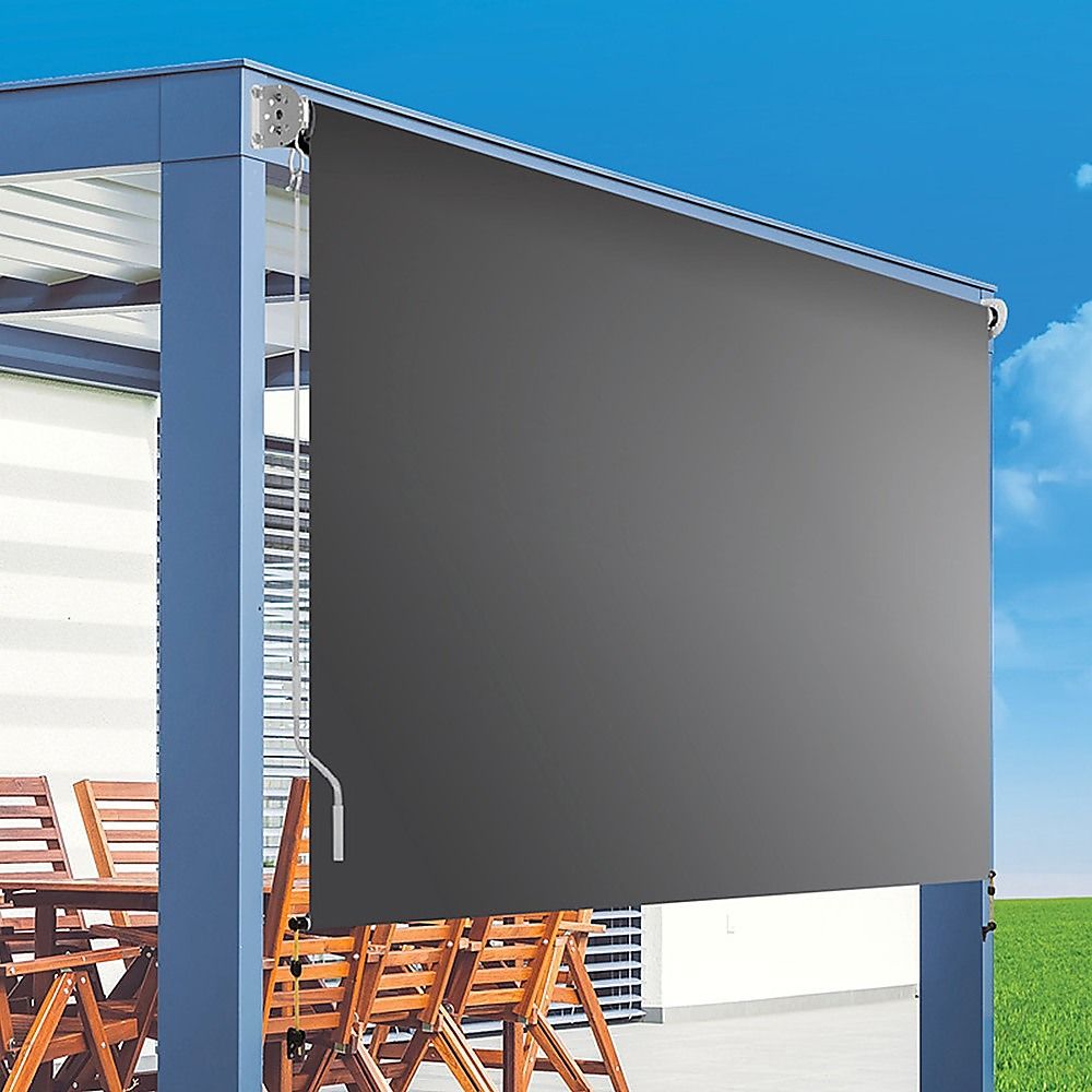 Straight Drop Awning – 2.1x2.5m Grey Retractable Patio Screen