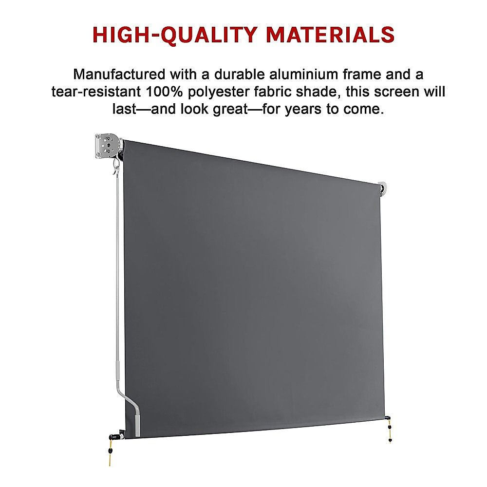 Straight Drop Awning – 2.1x2.5m Grey Retractable Patio Screen