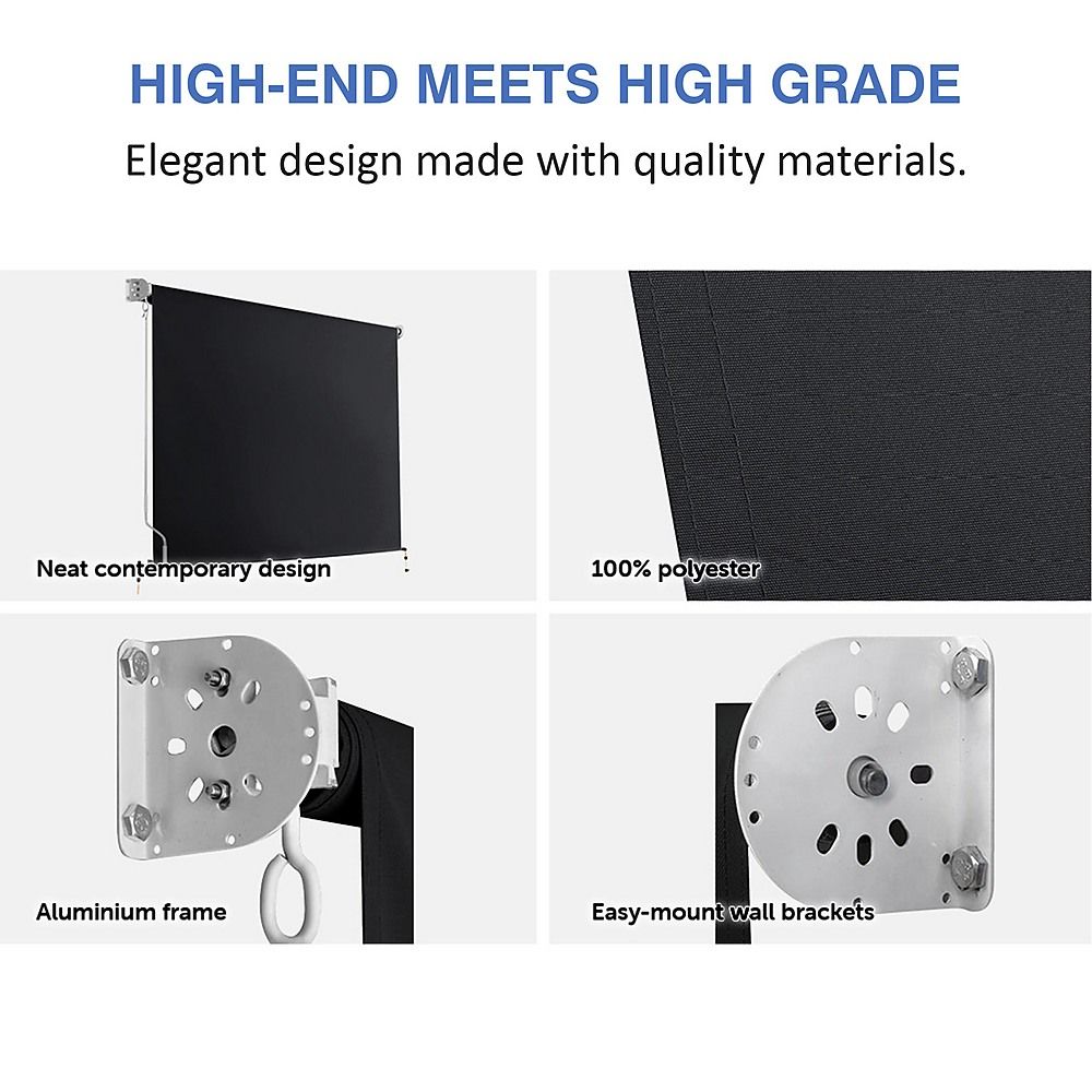Straight Drop Awning – 2.1x2.5m Black Retractable Patio Screen