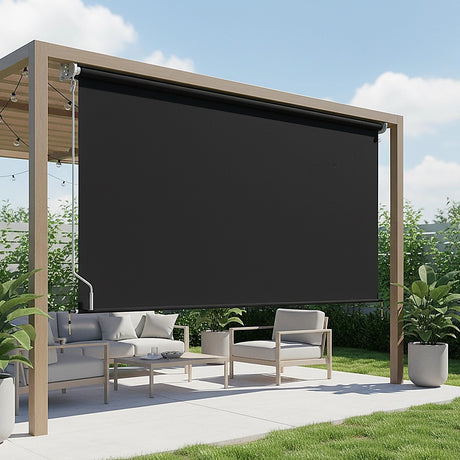 Retractable Straight Drop Roll Down Awning Garden Patio Screen 3.0X2.5M