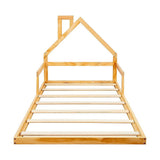 Pine Wood Floor Bed House Frame for Kids and Toddlers