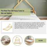 Pine Wood Floor Bed House Frame for Kids and Toddlers