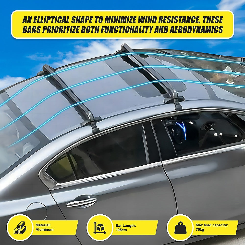 Lockable Aluminium Car Roof Rack Bars Without Rail Anti Theft Luggage Carrier