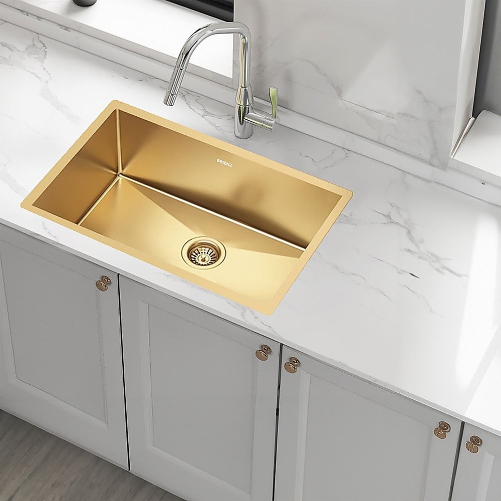 700x450mm Handmade 1.5mm 16 Gauge Gold Stainless Steel Kitchen Laundry Sink with Waste