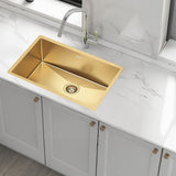 700x450mm Handmade 1.5mm 16 Gauge Gold Stainless Steel Kitchen Laundry Sink with Waste