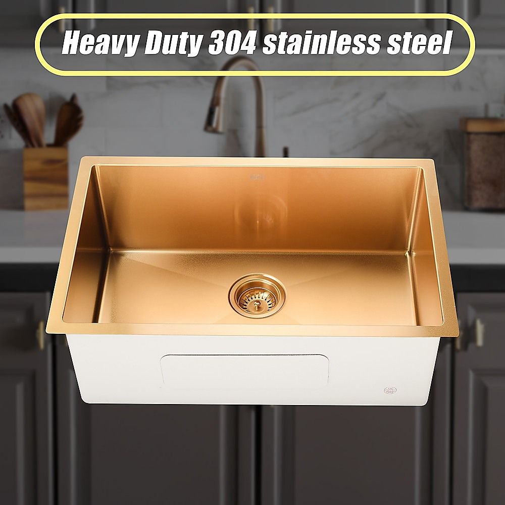 700x450mm Handmade Stainless Steel Undermount / Topmount Kitchen Laundry Sink with Waste