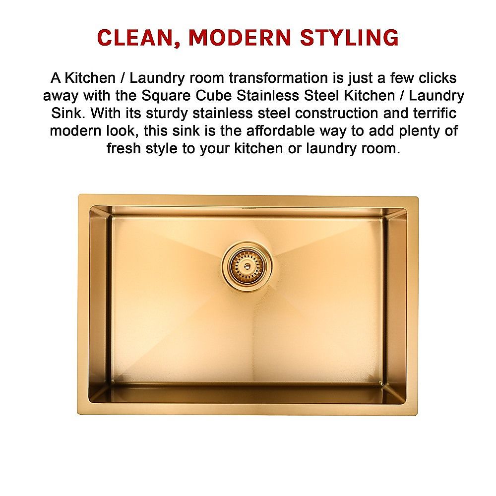 700x450mm Handmade Stainless Steel Undermount / Topmount Kitchen Laundry Sink with Waste